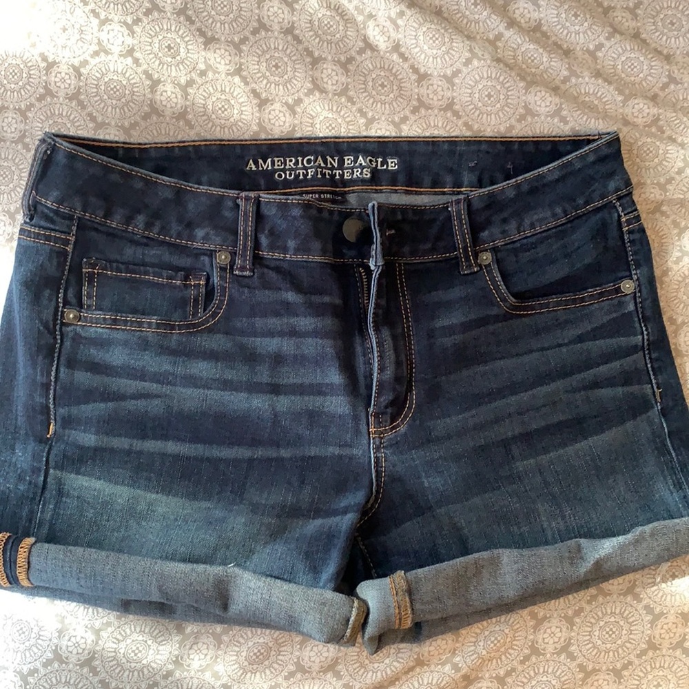 AE dark wash denim shorts